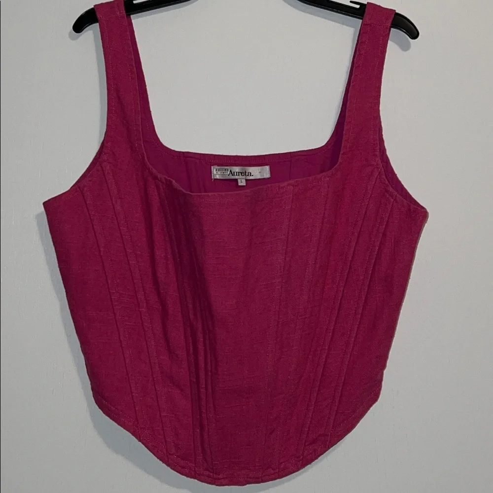 Aureta Revolve Sophia Bustier Corset fuchsia crop top neckline Size L romantic - Picture 2 of 4